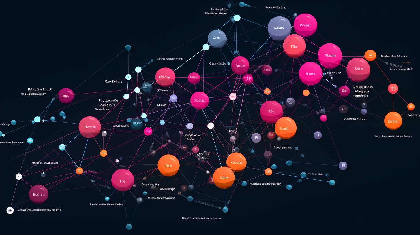 GraphQL data graph depicting nodes representing data types and edges representing relationships.