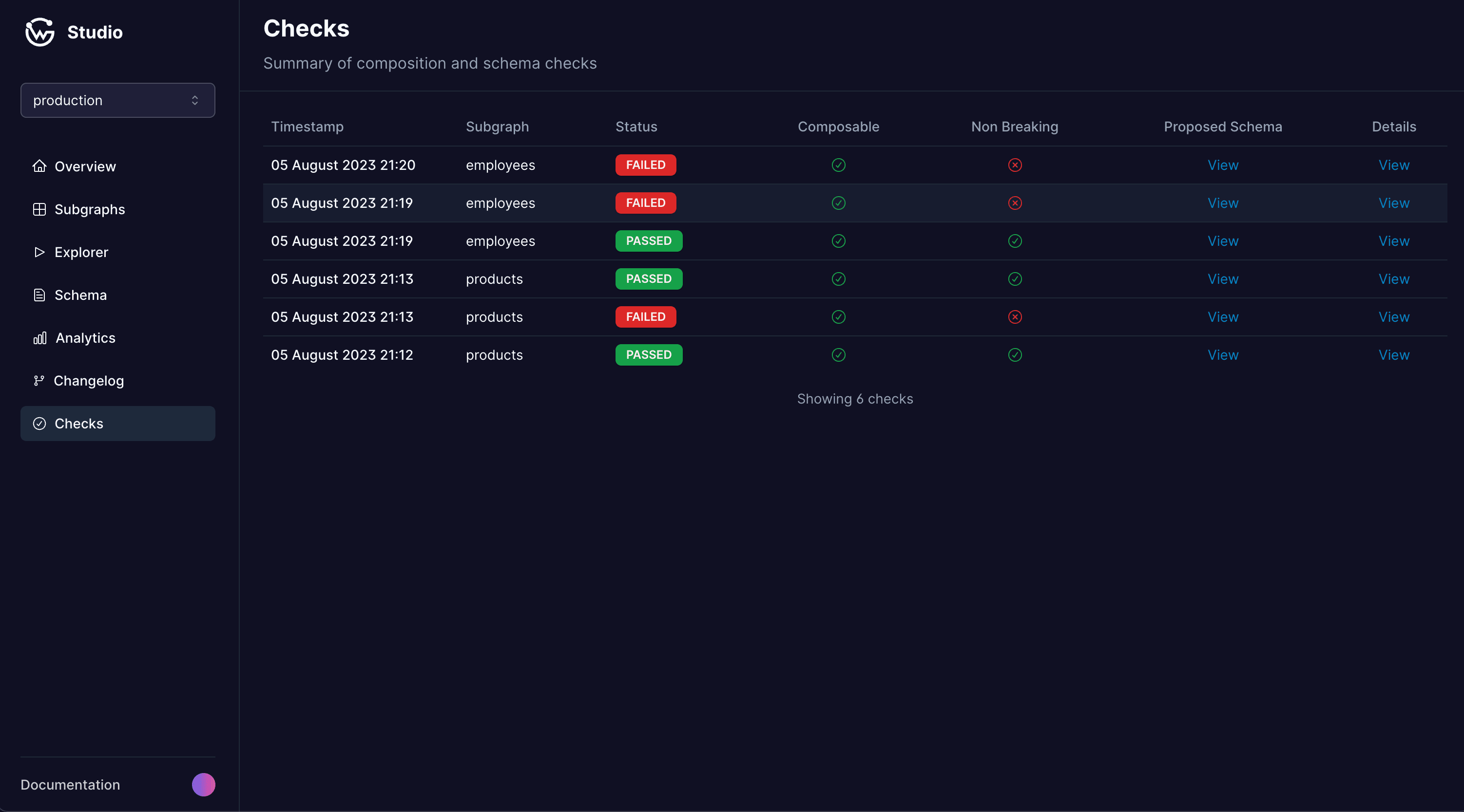 A schema check in action.